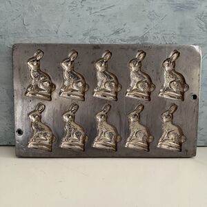 Vintage Bottrop West Germany Chocolate Bunny Mold 10 Rabbit Heavy Easter Prim